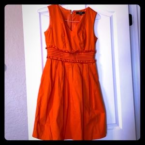 Bright orange cotton fit & flare dress